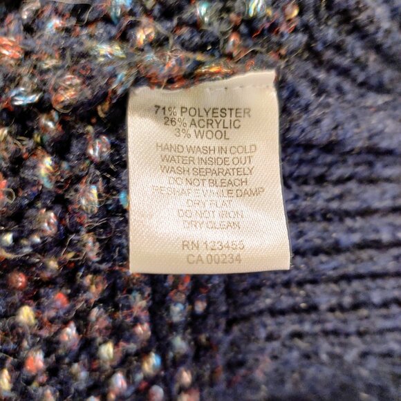 Design Lab Lord & Taylor Comfy Knit Dark Blue Multi-Coloured Sweater Small - Picture 5 of 5